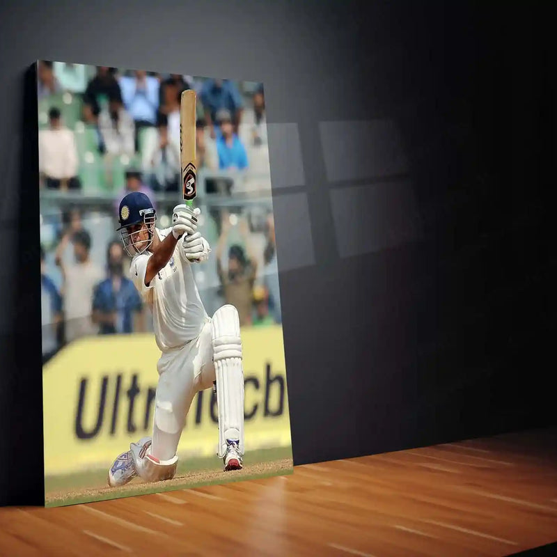 Cricket Metal Poster | Rahul Dravid Classic Shot Metal Poster | The Wall Indian Cricket Legend Wall Art - TURTLEWINGS 