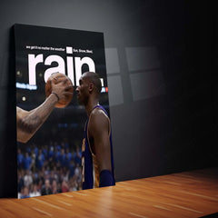 Quote Metal Poster | Kobe Bryant – Rain or Shine Metal Frame Mamba Mentality Discipline & Relentless Work Ethic Quote Wall Art | Iconic Basketball Motivation Metal Poster
