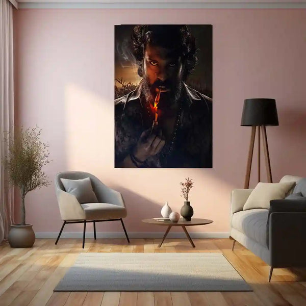 Movies & Series Metal Poster | Ram Charan Mass Stylish Metal Poster | Powerful Telugu Superstar Wall Art | Premium Actor Portrait Frame 01 - TURTLEWINGS 