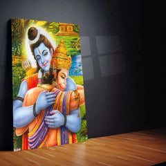 Ram Hanuman Metal Poster – Divine Devotion Wall Art | Spiritual Hindu Decor 2 - TURTLEWINGS 
