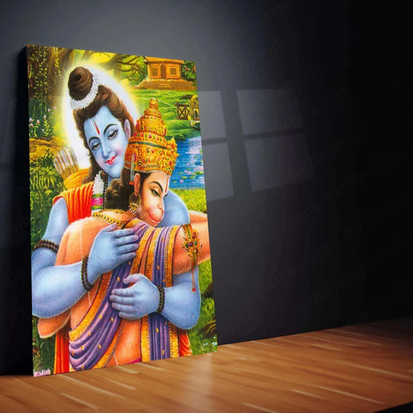 Ram Hanuman Metal Poster – Divine Devotion Wall Art | Spiritual Hindu Decor 2 - TURTLEWINGS 