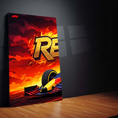 Formula 1 Metal Poster Set of 3 | Red Bull Racing F1 Car | Fiery Motorsport Triptych Wall Art | Premium Racing Metal Print