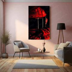 F1 Red Helmet Metal Poster – High-Octane Racing Icon Wall Art - TURTLEWINGS 
