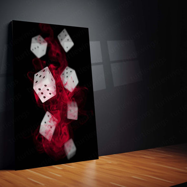 Red Smoke Dice Metal Poster | Casino Luck & Gambling Aesthetic Wall Art  Premium Dice & Gaming Inspired Metal Frame by TurtleWings