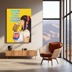 Red Hairband Girl with a Soda Drink – Bold Attitude Metal Frame