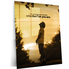 Quote Metal Poster | Remember Who You Are – Inner Strength Quote Metal Frame Self-Identity & Unshakable Confidence Motivational Wall Art | Calm Power Mindset Metal Poster