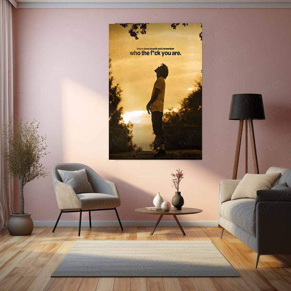 Quote Metal Poster | Remember Who You Are – Inner Strength Quote Metal Frame Self-Identity & Unshakable Confidence Motivational Wall Art | Calm Power Mindset Metal Poster