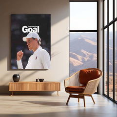Quote Metal Poster | Jannik Sinner – Remember the Goal Metal Frame Unshakeable Focus & Elite Tennis Mindset Quote Wall Art | Championship Discipline Metal Poster
