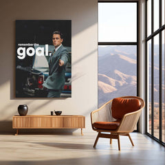 Quote Metal Poster | Leonardo DiCaprio – Remember the Goal Metal Frame Unwavering Ambition & Elite Success Mindset Quote Wall Art | Long-Game Hustle Metal Poster
