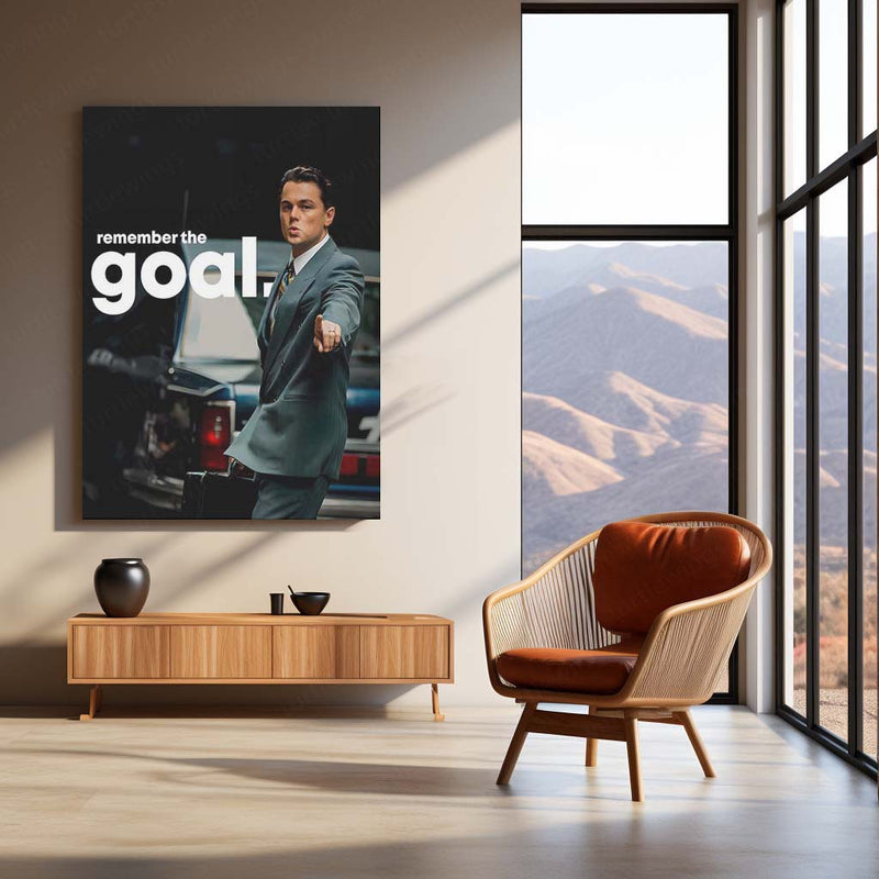 Quote Metal Poster | Leonardo DiCaprio – Remember the Goal Metal Frame Unwavering Ambition & Elite Success Mindset Quote Wall Art | Long-Game Hustle Metal Poster