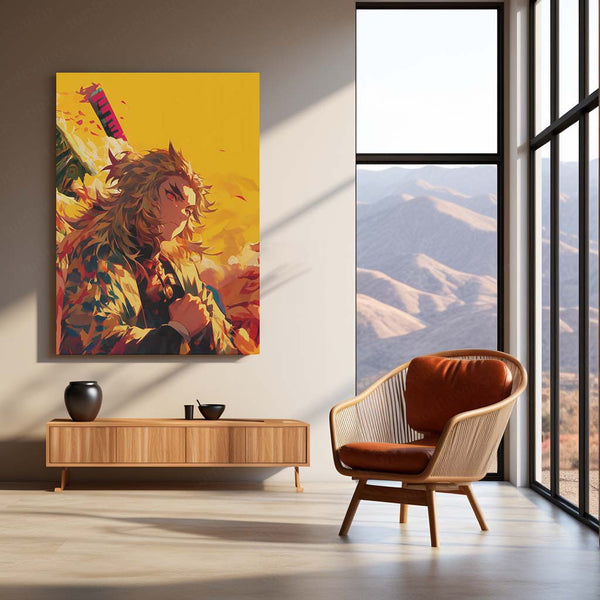 Rengoku’s Flame Resolve – Demon Slayer Tribute Metal Poster | Flame Hashira Wall Frame