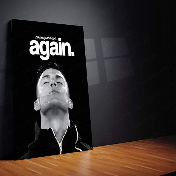 Quote Metal Poster | Cristiano Ronaldo – Reset & Rise Again Metal Frame Elite Discipline, Recovery & Comeback Mindset Wall Art | Relentless Consistency Quote Metal Poster