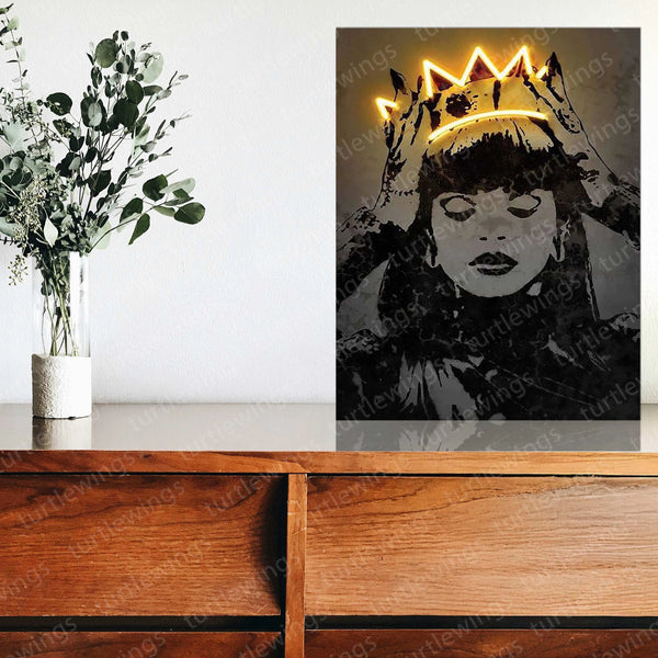 Rihanna Neon LED Metal Frame â Iconic Music Star Wall Art - TURTLEWINGS 