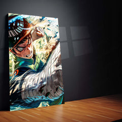 Anime Metal Poster Set of 3 | Naruto | Rock Lee Dynamic Kick Battle Triptych Wall Art