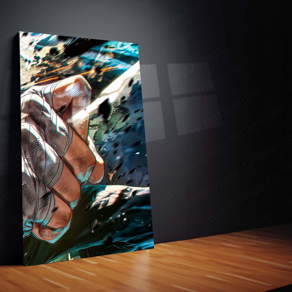 Anime Metal Poster Set of 3 | Naruto | Rock Lee Dynamic Kick Battle Triptych Wall Art