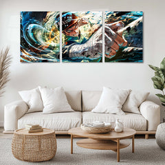 Anime Metal Poster Set of 3 | Naruto | Rock Lee Dynamic Kick Battle Triptych Wall Art
