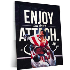 Quote Metal Poster | Rocky Balboa – “ENJOY, but don’t ATTACH.” Quote Metal Frame Wall Art | Boxing Motivation Poster - TURTLEWINGS 