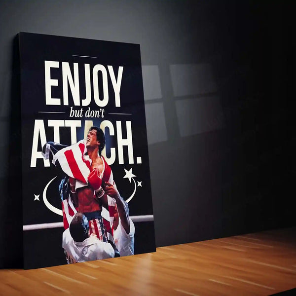 Quote Metal Poster | Rocky Balboa – “ENJOY, but don’t ATTACH.” Quote Metal Frame Wall Art | Boxing Motivation Poster - TURTLEWINGS 