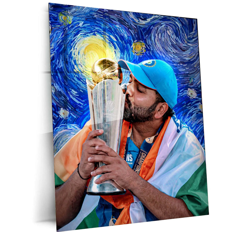 Cricket Metal Poster | Rohit Sharma Celebration Metal Poster – Hitman Cricket Wall Art | Team India 01 - TURTLEWINGS 