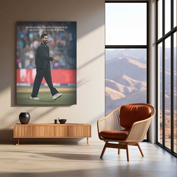 Cricket Metal Frame | Rohit Sharma – Calm Leader Cricket Wall Art | Team India