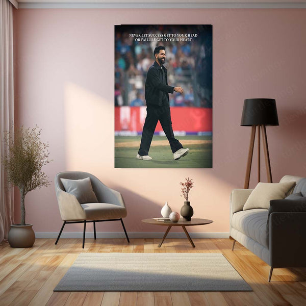 Cricket Metal Frame | Rohit Sharma – Calm Leader Cricket Wall Art | Team India
