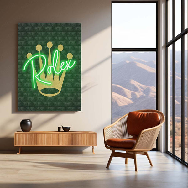Rolex Logo Neon LED Metal Frame | Luxury Symbol Wall Art | Premium Decor for Watch Collectors & Entrepreneurs