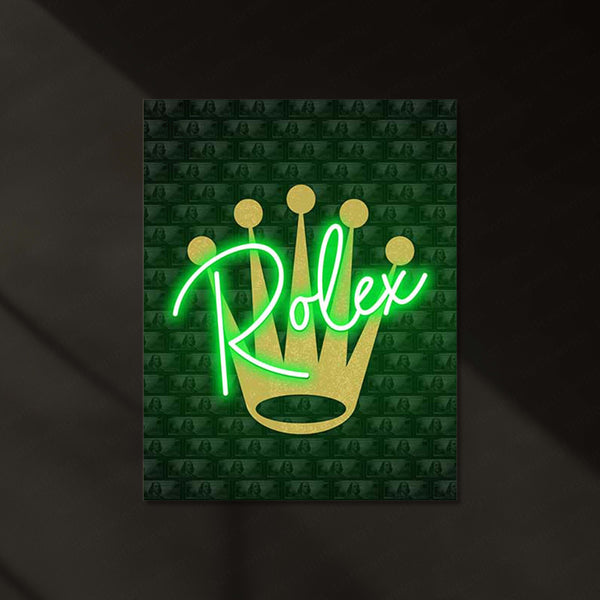 Rolex Logo Neon LED Metal Frame | Luxury Symbol Wall Art | Premium Decor for Watch Collectors & Entrepreneurs