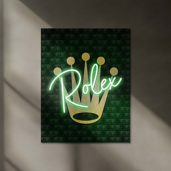 Rolex Logo Neon LED Metal Frame | Luxury Symbol Wall Art | Premium Decor for Watch Collectors & Entrepreneurs