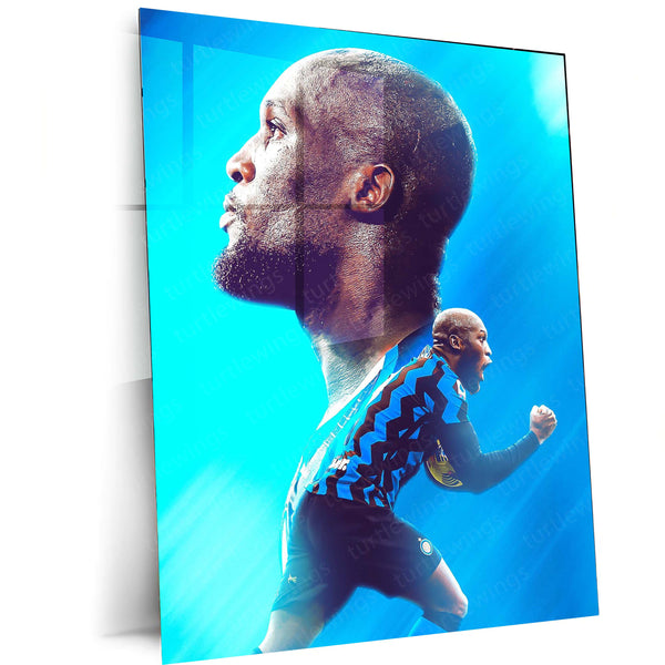 Romelu Lukaku Inter Milan Metal Frame | Powerful Striker Wall Art - TURTLEWINGS 