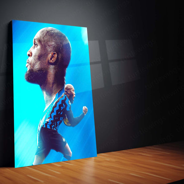 Romelu Lukaku Inter Milan Metal Frame | Powerful Striker Wall Art - TURTLEWINGS 