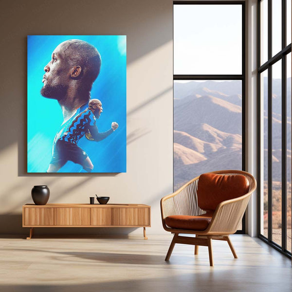 Romelu Lukaku Inter Milan Metal Frame | Powerful Striker Wall Art - TURTLEWINGS 