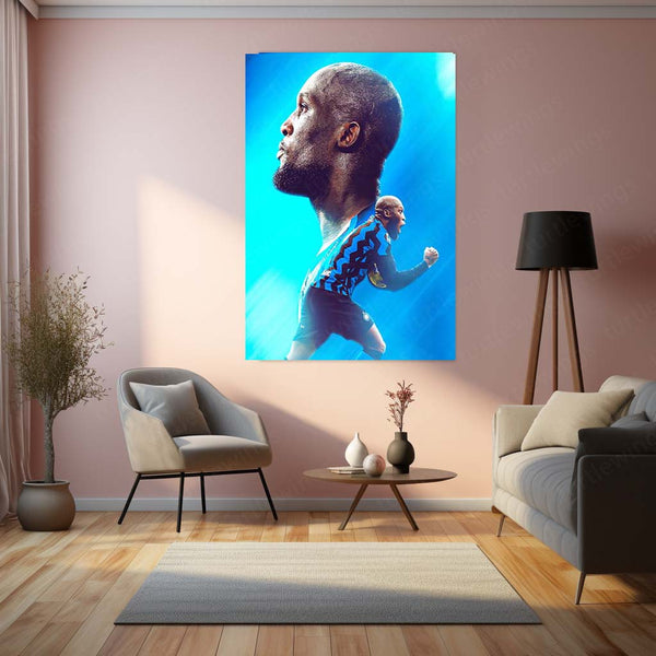 Romelu Lukaku Inter Milan Metal Frame | Powerful Striker Wall Art - TURTLEWINGS 