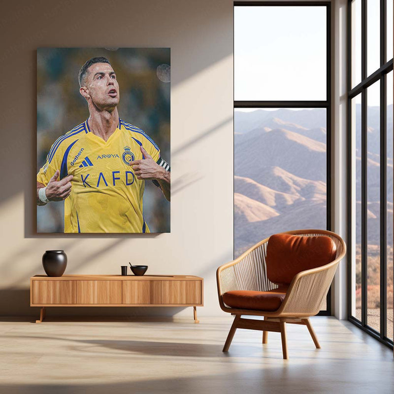 Cristiano Ronaldo Metal Frame | Football Legend Wall Art | CR7 Poster 02 - TURTLEWINGS 