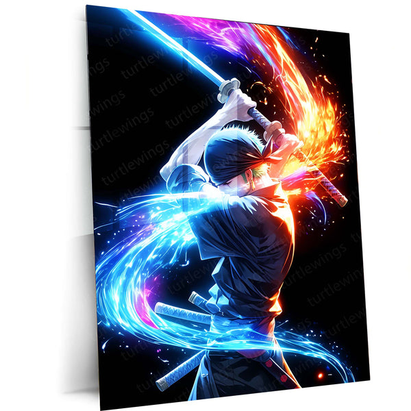 Anime Metal Poster | Roronoa Zoro Metal Poster | One Piece Swordsman Wall Frame | Anime Collector Art
