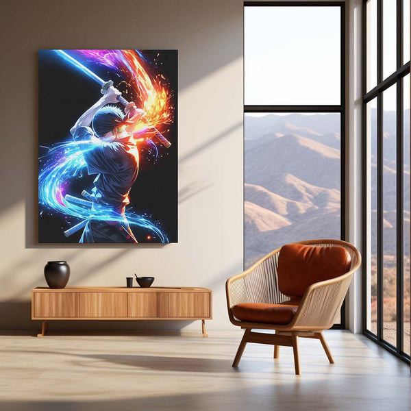 Anime Metal Poster | Roronoa Zoro Metal Poster | One Piece Swordsman Wall Frame | Anime Collector Art