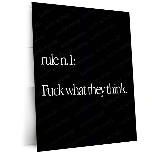 Quote Metal Poster | Rule No. 1 Metal Frame | Zero Approval Mindset Wall Art | Bold Quote Metal Poster
