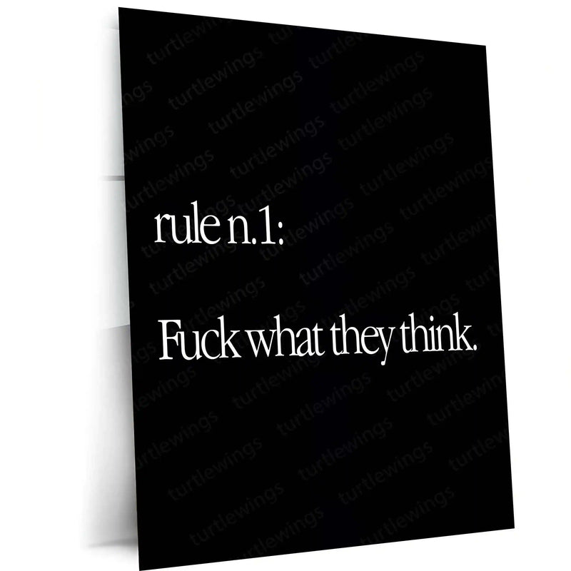 Quote Metal Poster | Rule No. 1 Metal Frame | Zero Approval Mindset Wall Art | Bold Quote Metal Poster - TURTLEWINGS 
