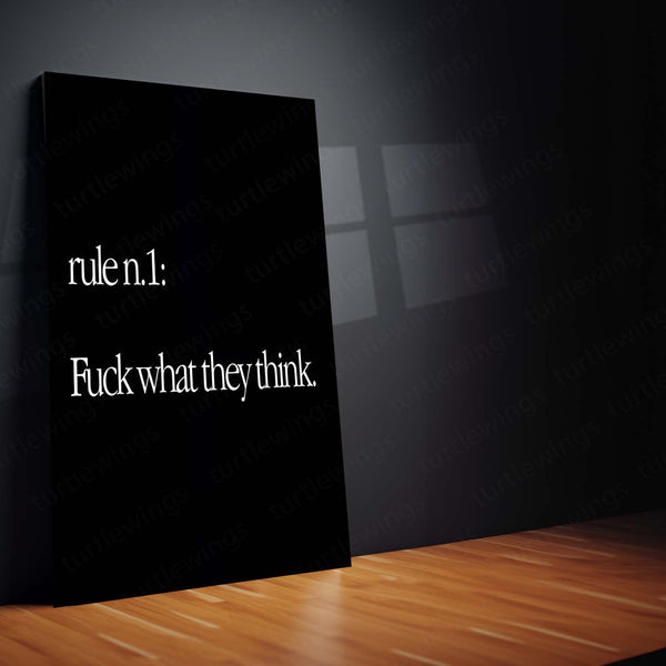 Quote Metal Poster | Rule No. 1 Metal Frame | Zero Approval Mindset Wall Art | Bold Quote Metal Poster