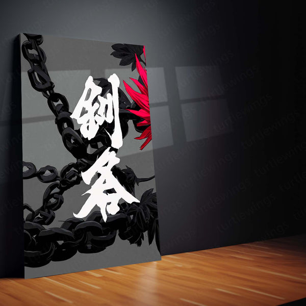 Anime Metal Poster Set of 3 | Jujutsu Kaisen | Ryomen Sukuna Red Hair Dark Triptych Wall Art