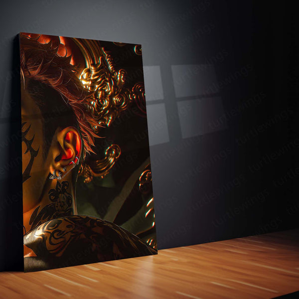 Anime Metal Poster Set of 3 | Jujutsu Kaisen | Ryomen Sukuna Golden Skull Triptych Wall Art