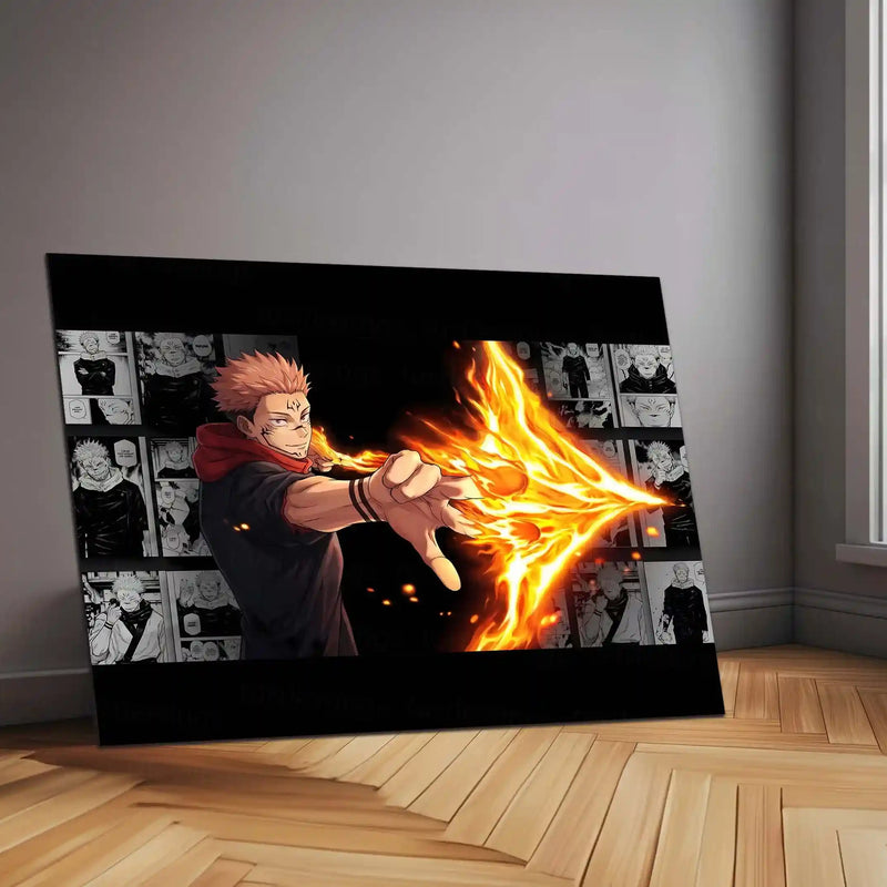 Anime Metal Frame | Ryomen Sukuna Flame Burst | Dark Sorcerer Anime Metal Frame - TURTLEWINGS 
