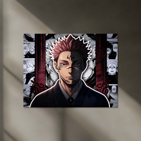 Jujutsu Kaisen Sukuna Neon LED Metal Frame | Ryomen Sukuna Anime Poster | Cursed King Wall Art
