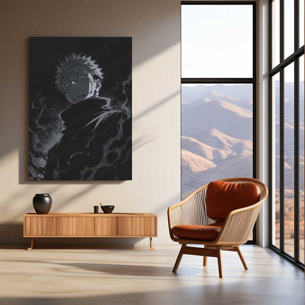 Ryomen Sukuna Shadow Monarch Metal Poster | Dark Anime Wall Art | Jujutsu Kaisen Inspired