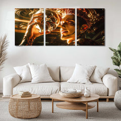 Anime Metal Poster Set of 3 | Jujutsu Kaisen | Ryomen Sukuna Golden Skull Triptych Wall Art