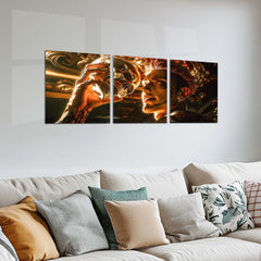 Anime Metal Poster Set of 3 | Jujutsu Kaisen | Ryomen Sukuna Golden Skull Triptych Wall Art