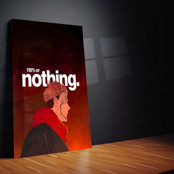 Anime Metal Poster | 110% or Nothing Sukuna Metal Poster | Motivational Anime Wall Art | Premium Aluminum Print