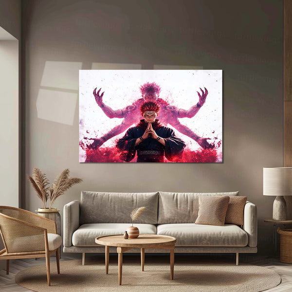 Anime Metal Poster | Ryomen Sukuna Dual Form Metal Poster | Jujutsu Kaisen Anime Wall Art | Premium Aluminum Print