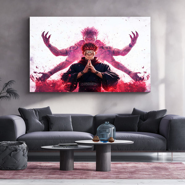 Anime Metal Poster | Ryomen Sukuna Dual Form Metal Poster | Jujutsu Kaisen Anime Wall Art | Premium Aluminum Print