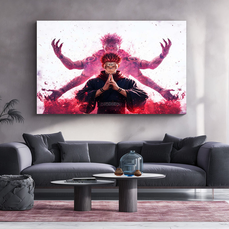 Anime Metal Poster | Ryomen Sukuna Dual Form Metal Poster | Jujutsu Kaisen Anime Wall Art | Premium Aluminum Print