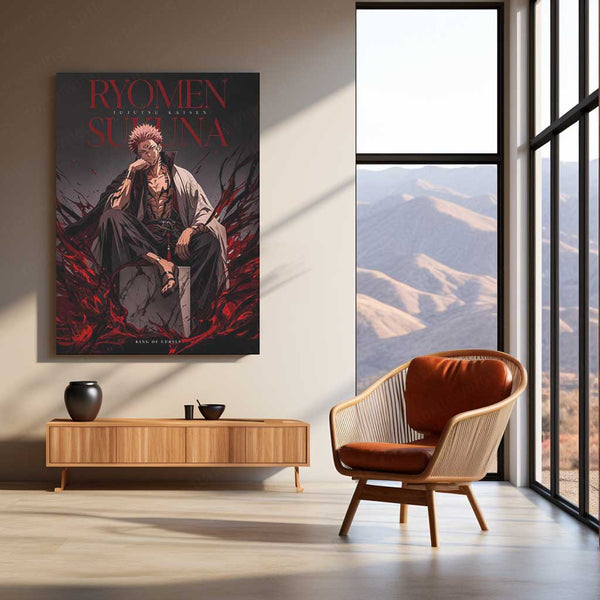 Anime Metal Poster | Ryomen Sukuna Metal Poster | King of Curses Anime Wall Art | Premium Aluminum Print